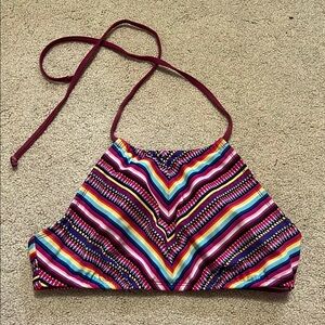 Colorful Striped Halter Bikini Top